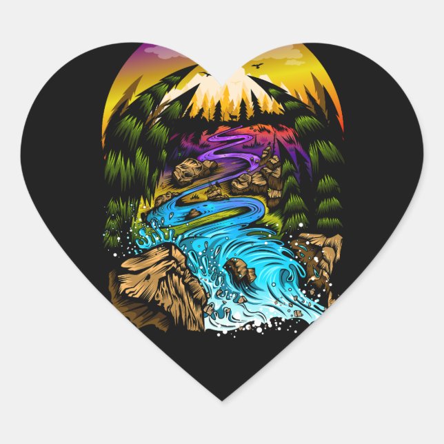 Outdoor Scene Heart Sticker (Front)