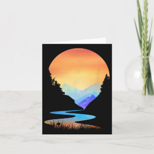 Outdoor Sunset Vintage Style Mountains Sun Nature  Card