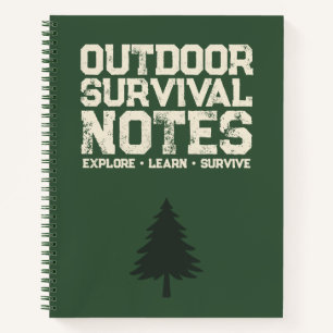 Outdoor Survival Notes Green Forest Notebook Cover
