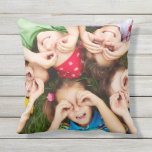 Outdoor Throw Pillow<br><div class="desc">Outdoor throw pillow is shown in with a cute kids playing photo print.
Customise this pillow and change to your own photo or buy as is.</div>