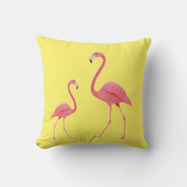 Outdoor Throw Pillow-Flamingo Cushion (Front)
