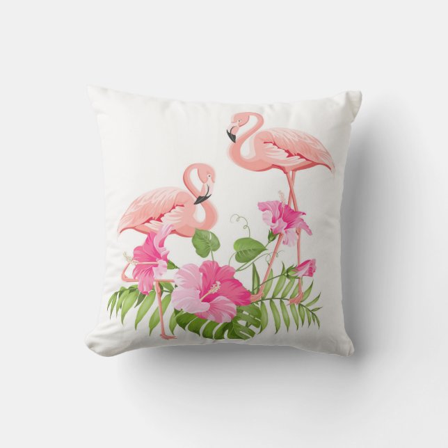 Outdoor Throw Pillow-Flamingo Cushion (Front)