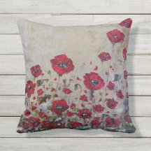 Outdoor Throw Pillow Red Poppies