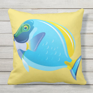 Outdoor Throw Pillow-Tropical Fish Outdoor Cushion