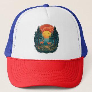 Outdoor Tree Nature Lover Wildlife Retro Forest Trucker Hat