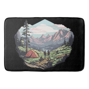 Outdoor unique, retro/vintage graphic bath mat
