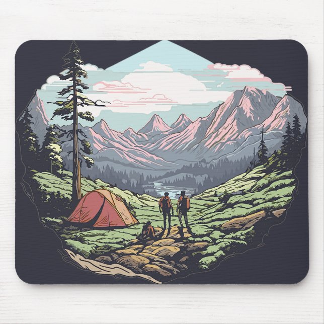Outdoor unique, retro/vintage graphic mouse mat (Front)