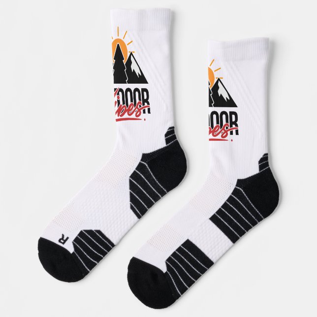 Outdoor Vibes Mountain Tree Sunrise Socks (Left)