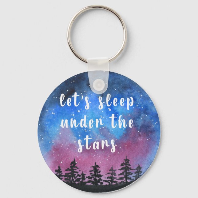 Outdoor Watercolor Night Sky Key Ring (Front)