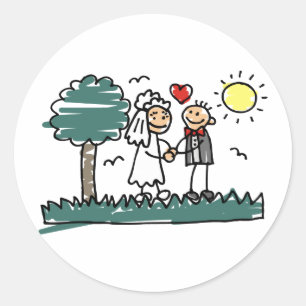 Outdoor Wedding Outside Nature Green Wedding Classic Round Sticker