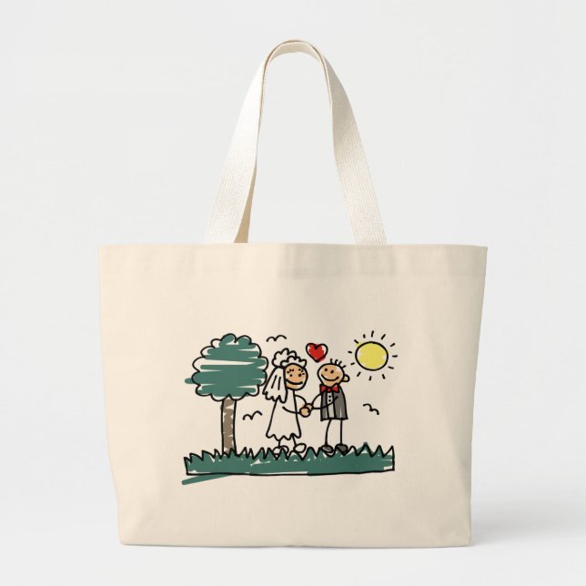 Outdoor Wedding Outside Nature Green Wedding Large Tote Bag (Front)