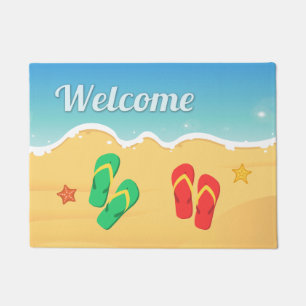 Outdoor Welcome in Summer Beach Sandal Starfish Doormat