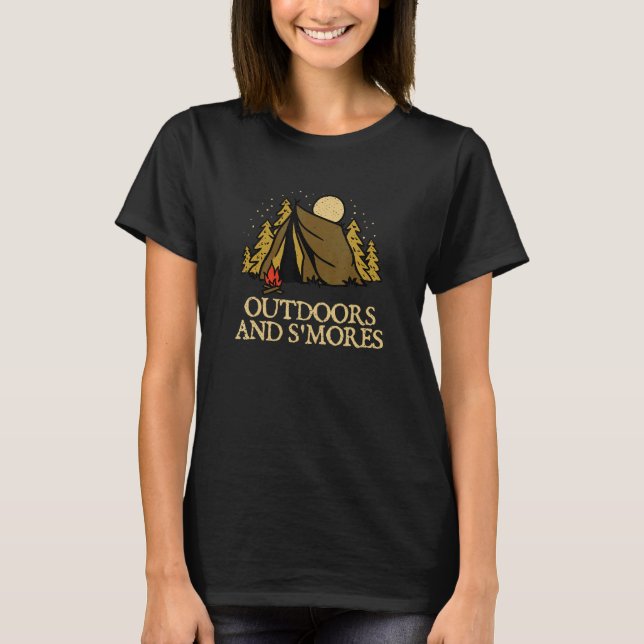 Outdoors And S'mores Camping Foodie Camper Food  H T-Shirt (Front)