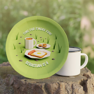 Outdoors Boys S'more Camping Kids Birthday Party Paper Plate