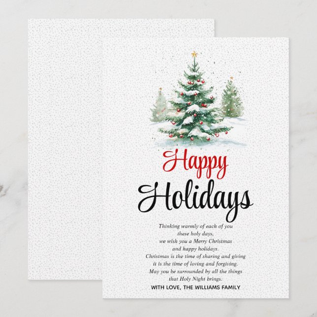 Outdoors Christmas tree Happy Holidays Holiday Card (Front/Back)
