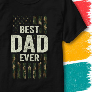 Outdoors Dad Flag Best Dad Ever Camo American Flag T-Shirt