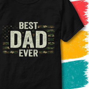 Outdoors Dad Flag Best Dad Ever Camo American Flag T-Shirt