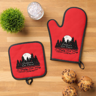 Outdoors Get there! Canoes  Oven Mitt & Pot Holder Set