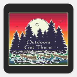 Outdoors Get There Canoes Square Sticker
