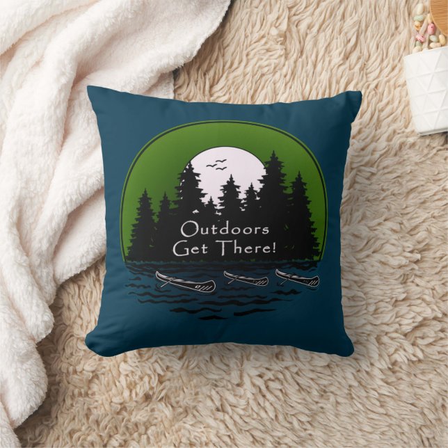 Outdoors Get There Canoes  Throw Pillow (Blanket)
