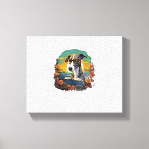 Outdoors Greyhound Dog Reading Book Canvas Print