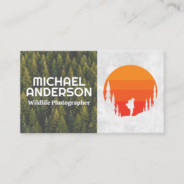 Outdoors | Hiker Logo | Forrest  Business Card (Front)