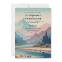 Outdoors Painted Mountain Wedding Invitation