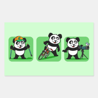 Outdoors Pandas Rectangular Sticker