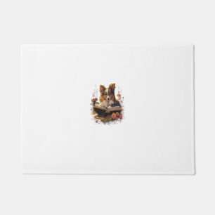 Outdoors Sheltie Dog Reading Book Doormat