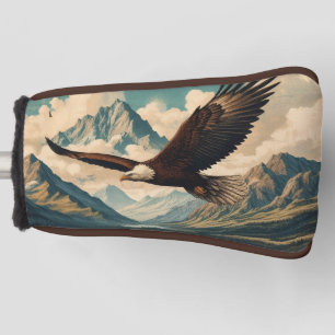 Outdoorsman bald eagle mountain range golf head cover