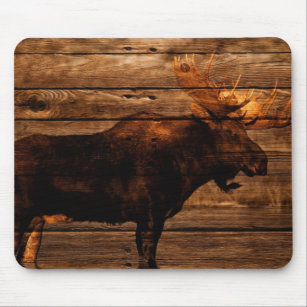 outdoorsman distressed wood wildlife bull moose mouse mat
