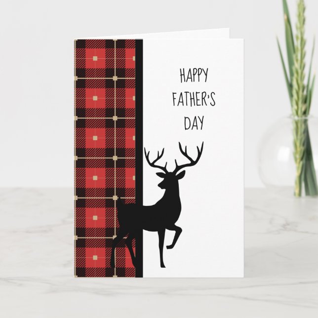 Outdoorsman Red Plaid with Deer Father's Day Card (Front)