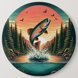 Outdoorsman trout nature 6 cm round badge