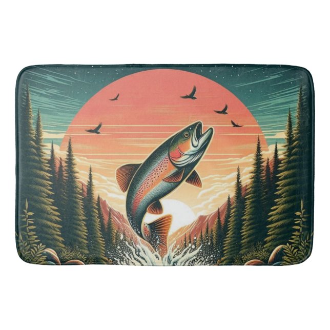 Outdoorsman trout nature bath mat (Front)