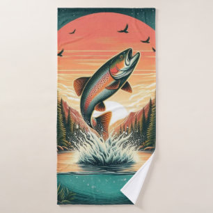 Outdoorsman trout nature bath towel
