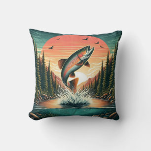 Outdoorsman trout nature cushion