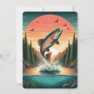 Outdoorsman trout nature holiday card