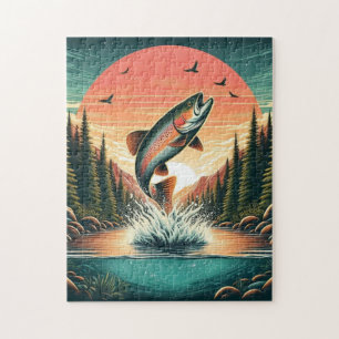Outdoorsman trout nature jigsaw puzzle
