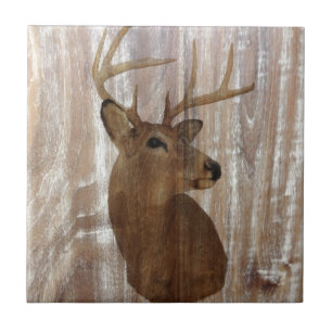 Outdoorsman Western Primitive barn wood deer Tile