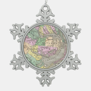 Outer Banks and Eastern North Carolina Map (1827) Snowflake Pewter Christmas Ornament