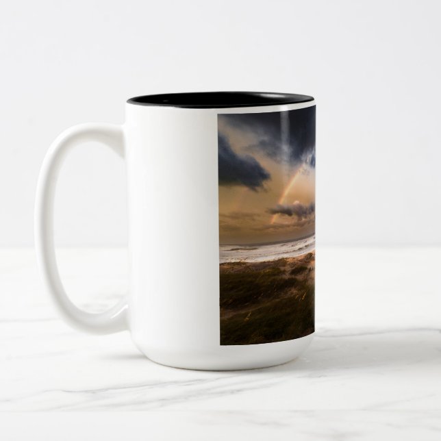 Outer Banks Beach Coffee Mug, Rainbow Promise  Two-Tone Coffee Mug (Left)