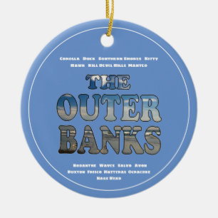 Outer Banks Beach Text And Towns OBX Ceramic Tree Decoration