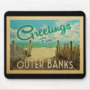 Outer Banks Beach Vintage Travel Mouse Mat