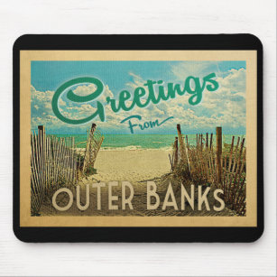 Outer Banks Beach Vintage Travel Mouse Mat