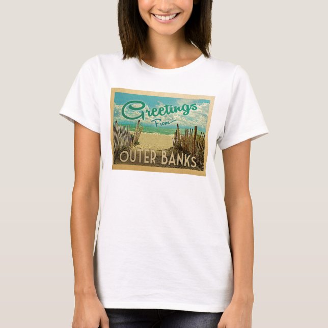 Outer Banks Beach Vintage Travel T-Shirt (Front)