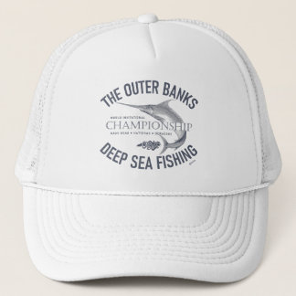 Outer Banks Deep Sea Fishing OBX Blue Vintage Trucker Hat