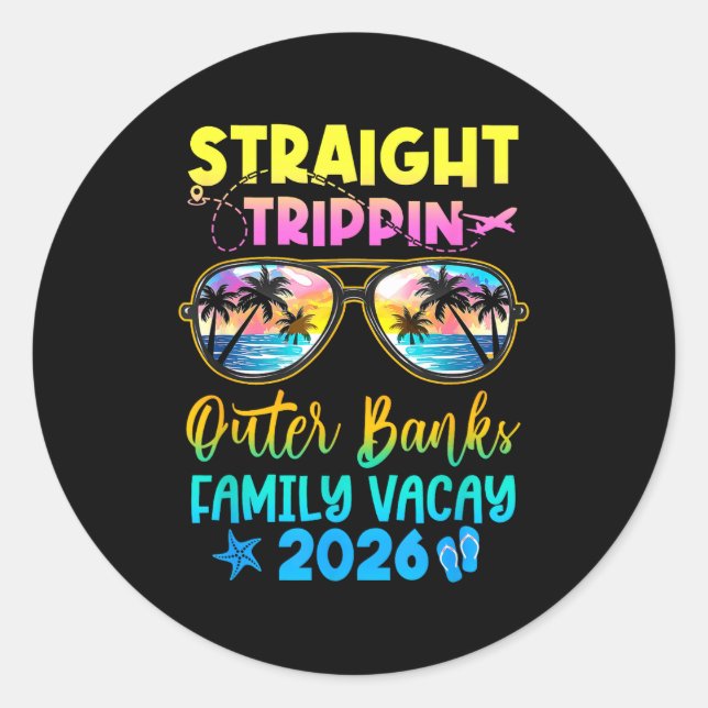 Outer Banks Family Vacay Vacation 2026 Straight Tr Classic Round Sticker (Front)