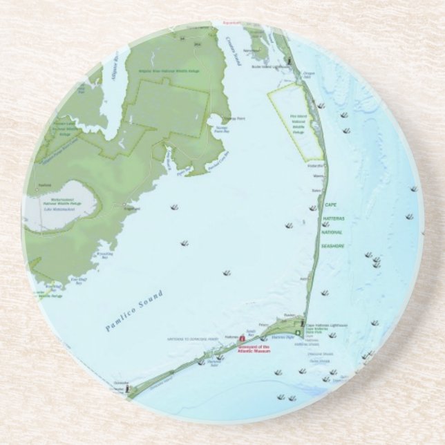 Outer Banks Map Coaster (Front)