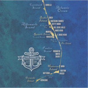 Outer Banks Nautical Map - Vinyl Sticker