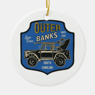 Outer Banks NC Badge Ceramic Tree Decoration